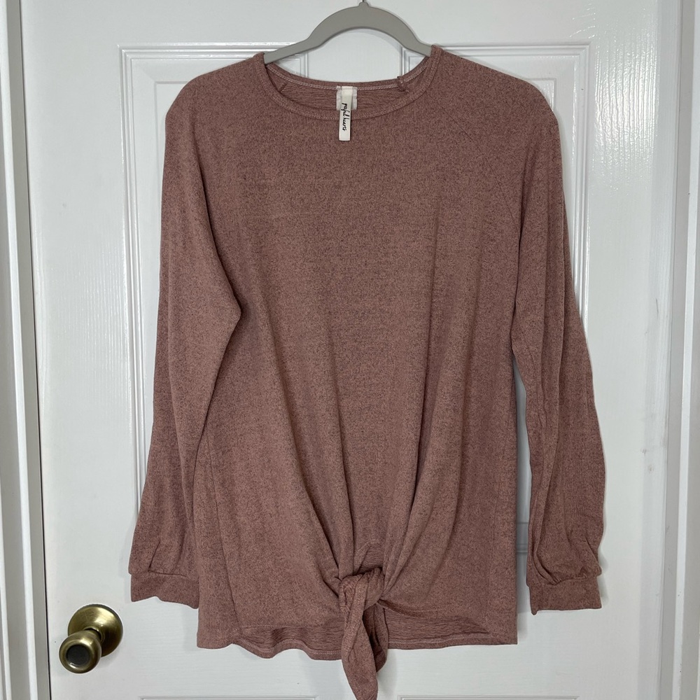 Dusty Rose Tie Front Long Sleeve | Grateful Hearts